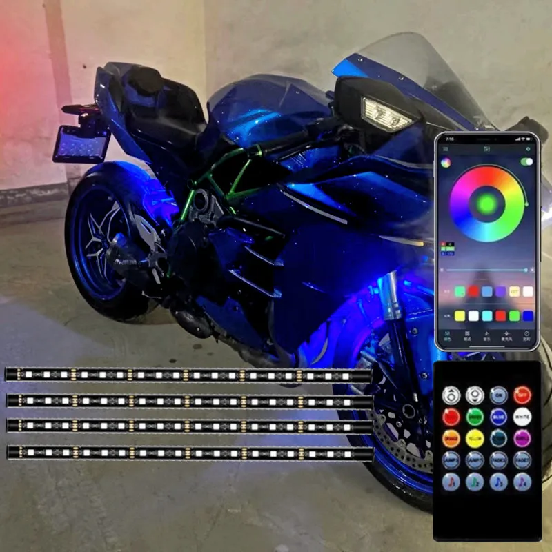 12VMotorcycleLEDLightKitsRGBAPPControlLEDStripsMotorcycle