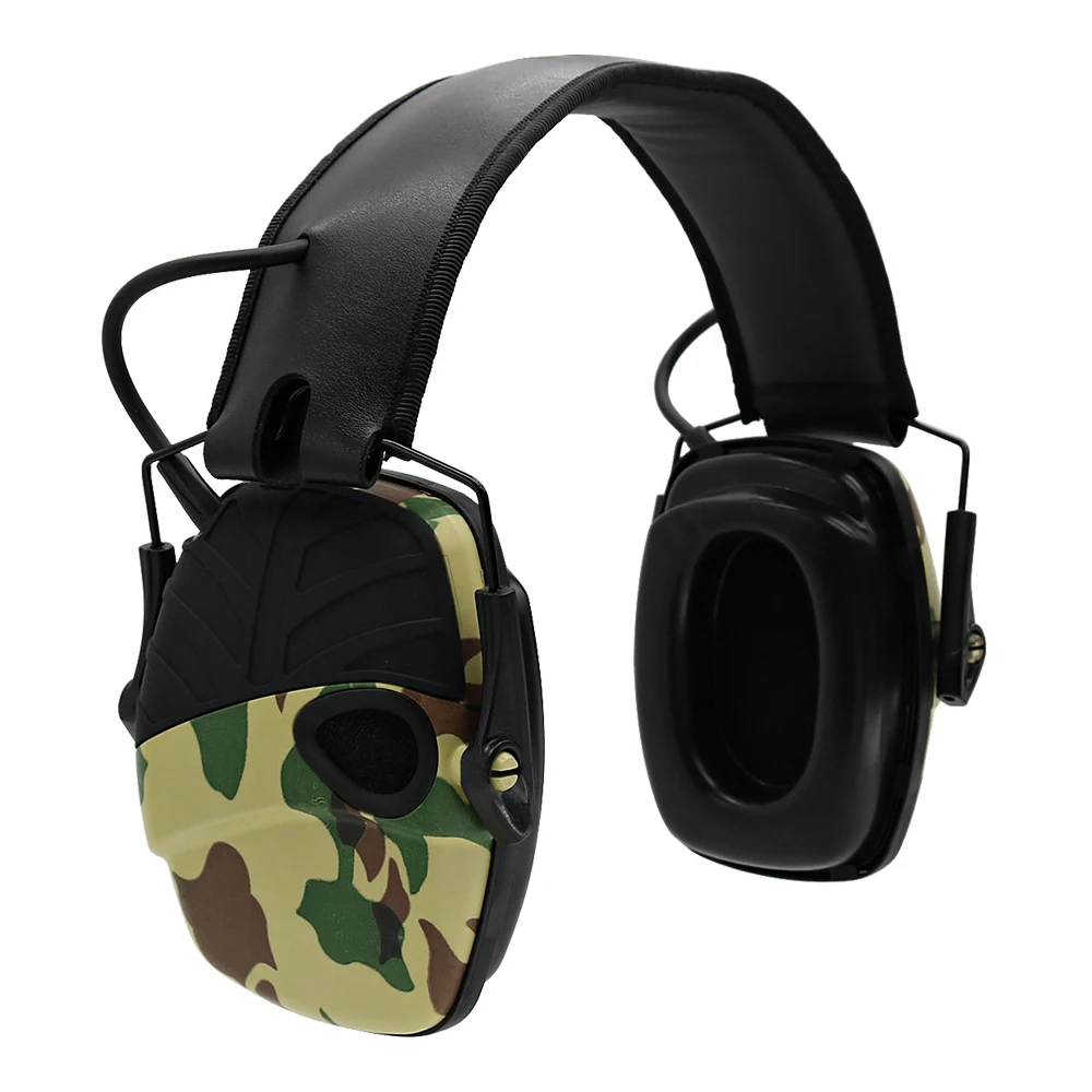 Tactical Camouflage Electronic Shooting Earmuffs To Enhance Anti-noise Impact Sound Hearing Protection Noise Reduction Headset safety lanyard