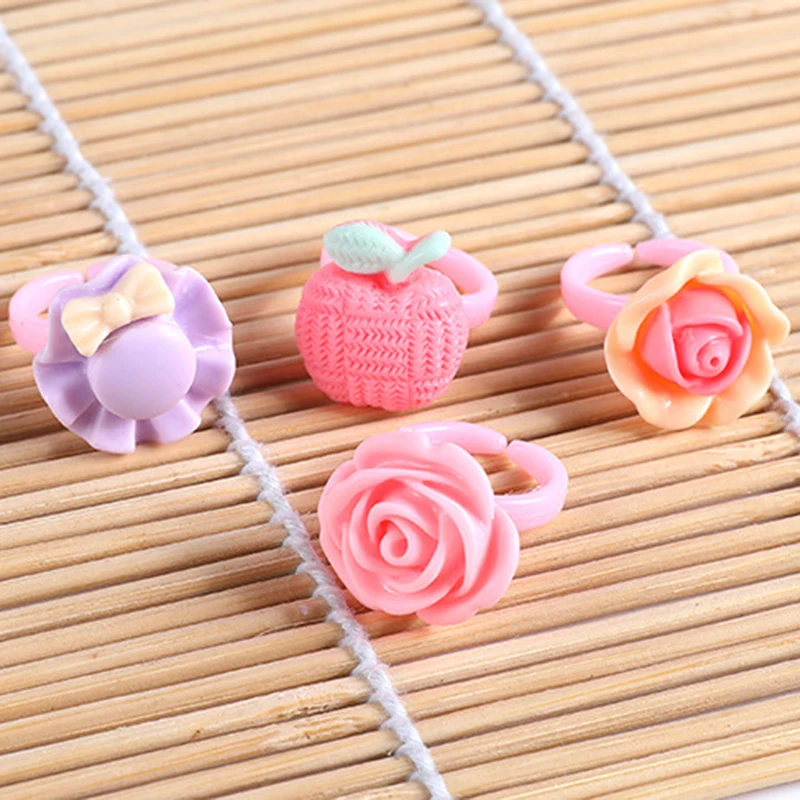 Набор колец для девочек 10 шт./пакет Kawaii Детские Мультяшные кольца детские игрушки