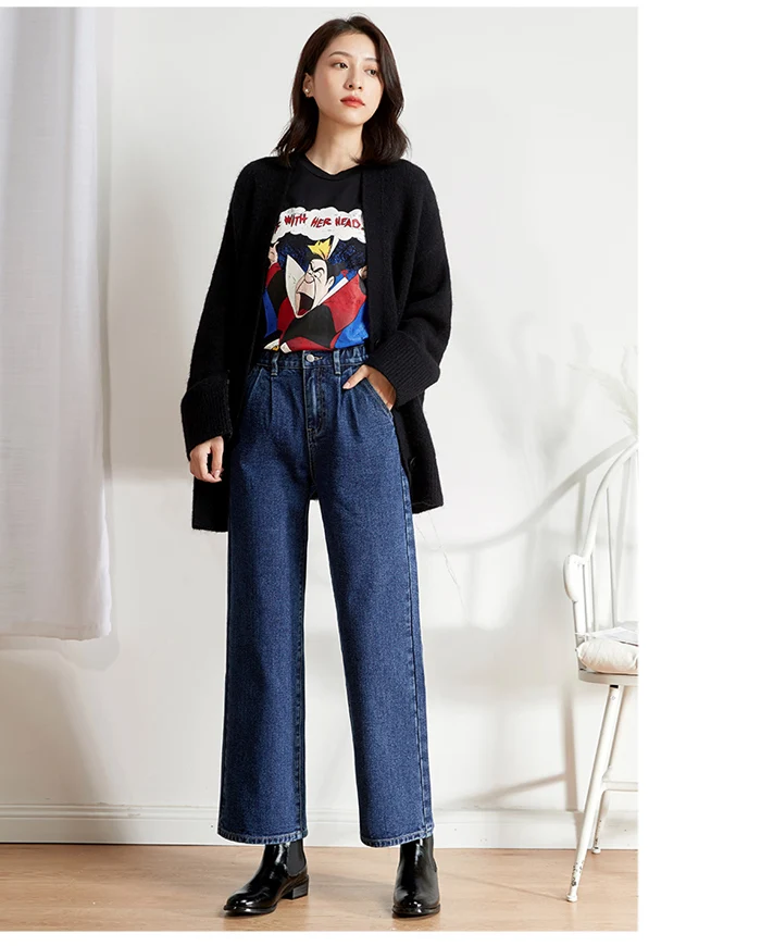 Женские длинные молодежные джинсы LEIJIJEANS, прямые повседневные свободные джинсы с высокой посадкой, новая модель 9213 большого размера 6XL на осень