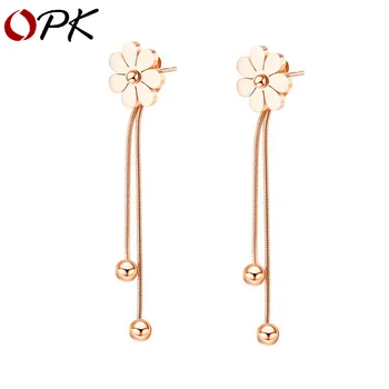 

2020 New Style Japanese Korean Mori Girl Line Flower Tassels Ear Stud Earrings Women's Versatile Long Ear Stud Popular Ornament