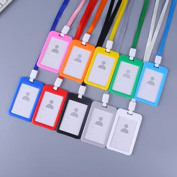 

1pcs Employee Name Card Holder Plastic Badge Holder Lanyard ID Cardholder Work Certificate Identity Badge Cards Cover