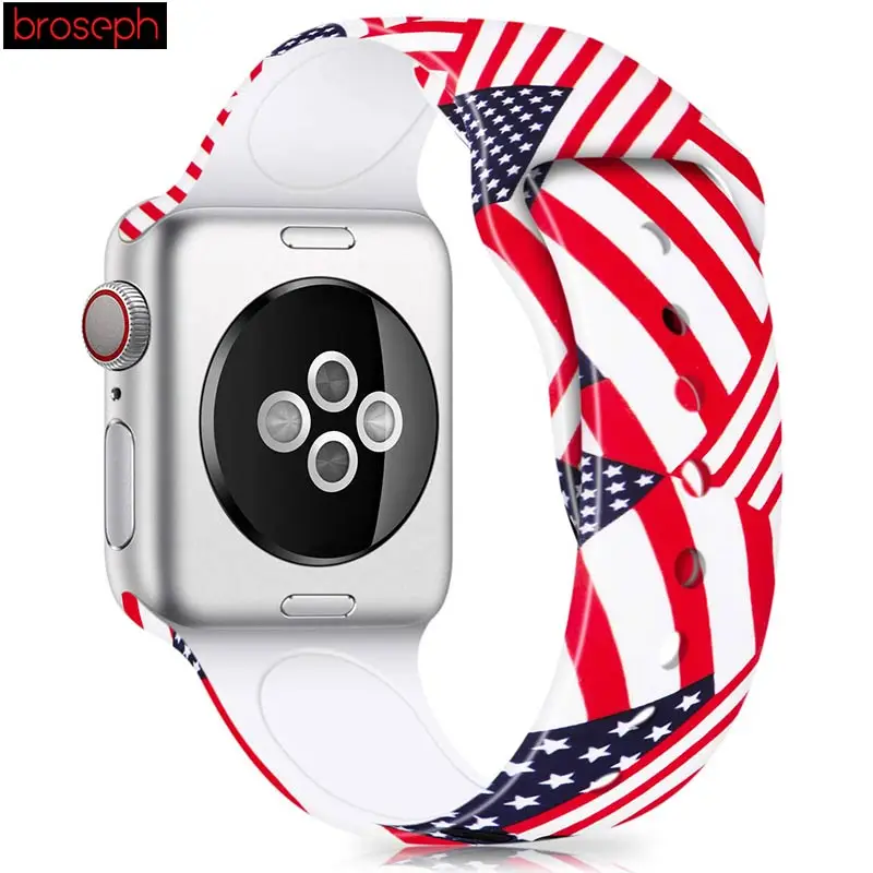 Напечатанный ремешок для apple watch 4 band 40 мм 44 мм силиконовые ремешки для часов для iwatch 3 2 1 band 38 мм 42 мм браслет
