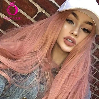 

OLEY Heat Resistant Straight Synthetic Lace Front Wig High Density Glueless Long Ombre Pink Wig Cosplay Wigs For Black Women
