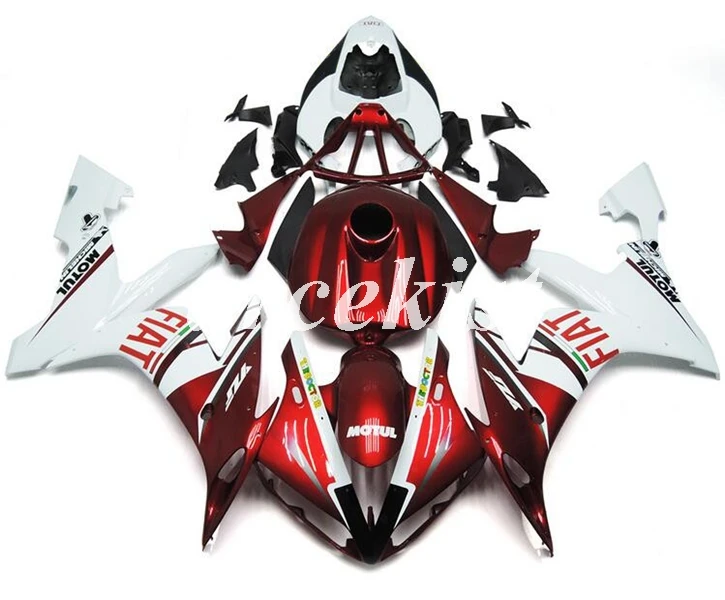 ABS литья под давлением мотоцикл обтекатели комплект подходит для YAMAHA YZF-R1 2004 2005 2006 R1 04 05 06 набор кузова красный белый