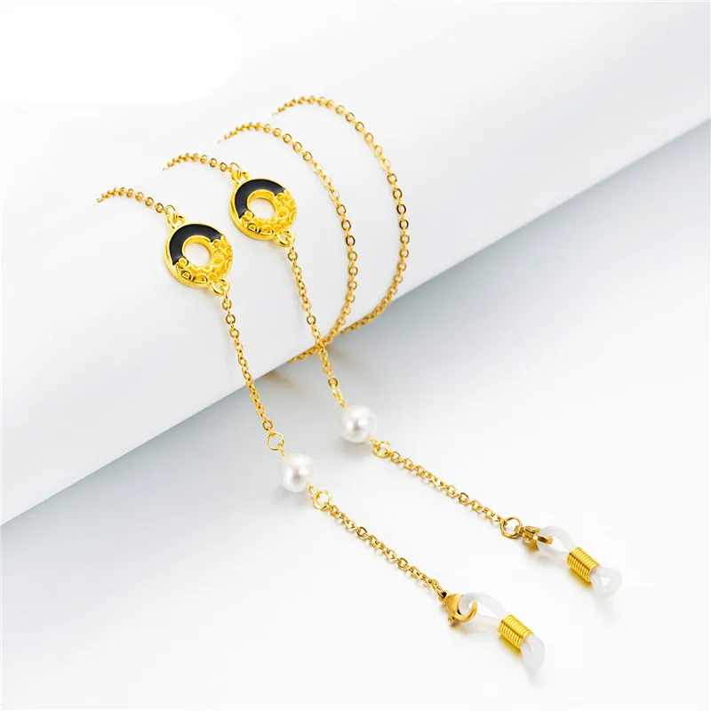 B Gold Silver Plated Link Chain Eyeglasses Chains Reading Glasses Sunglasses Strap Cord Holder Neck Head Band Accessories - Color: B