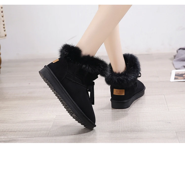 Plush Snow Boots Women Winter Shoes Keep Warm Ankle Boots Non Slip Waterproof Casual Short Booties for Ladies Black Brown