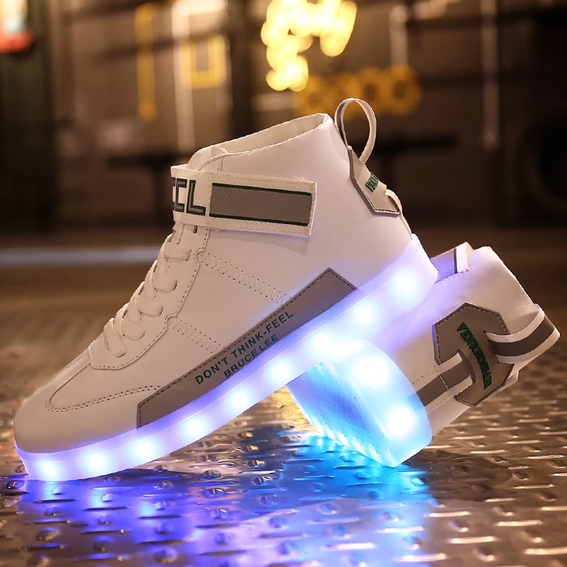 Fashion Lovers USB Charge LED Luminous Lamp Shoes Women 1 Sneakers Girls Boys Skateboarding Shoes night Kids Ghost Step
