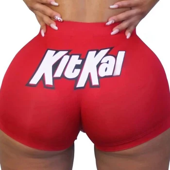 

Women’s Summer Casual Shorts Personality Letter Pattern Elastic High Waist Tight-fitting Sport Shorts Leggings