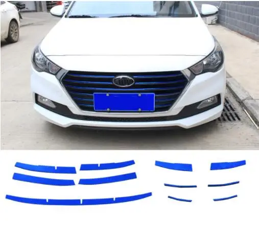 Для hyundai Solaris автомобильный передний Groll средняя сетка Отделка Декоративные аксессуары для интерьера молдинги - Цвет: Синий