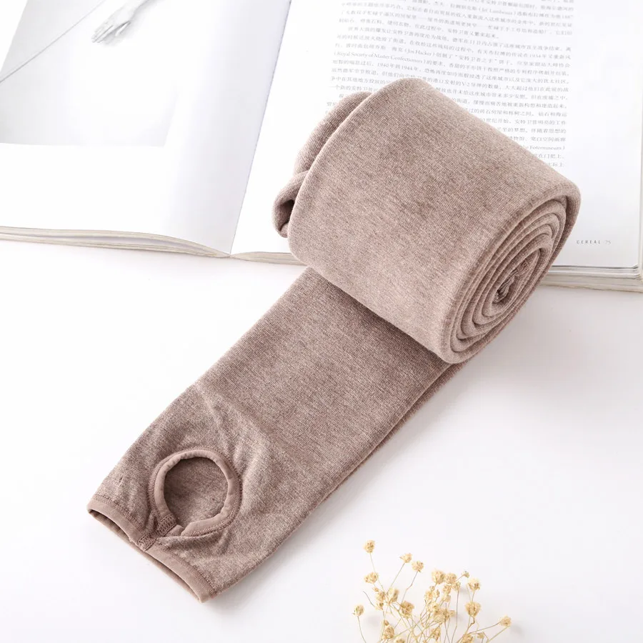 Light Brown Белые хлопковые леггинсы с овсянкой; сезон осень-зима; бархатные утепленные кашемировые леггинсы; зимний светильник - Цвет: Light Brown