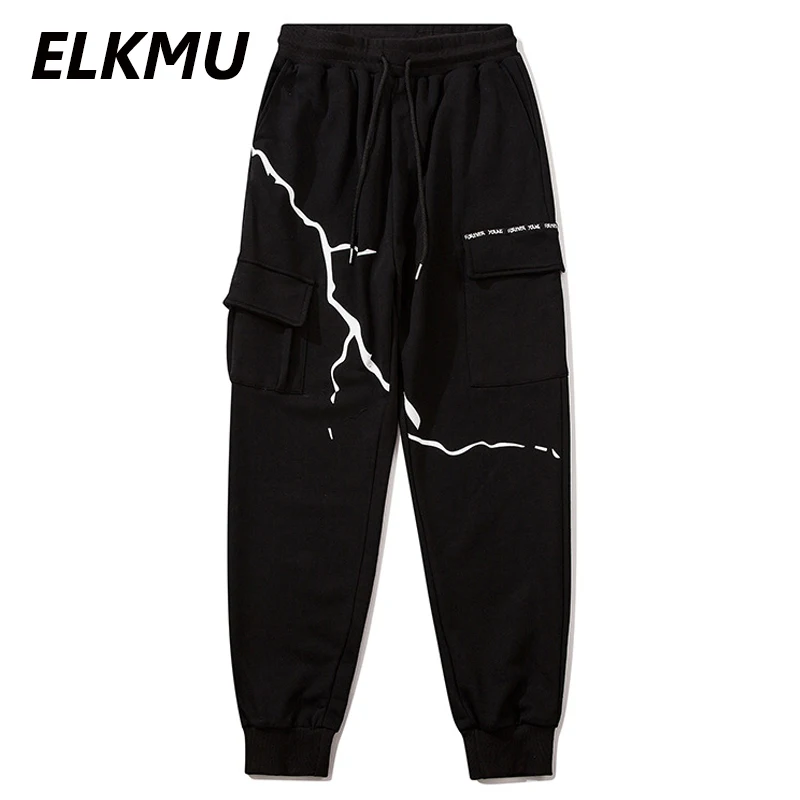Брюки-султанки ELKMU мужские с принтом молнии Джоггеры в стиле Харадзюку уличная