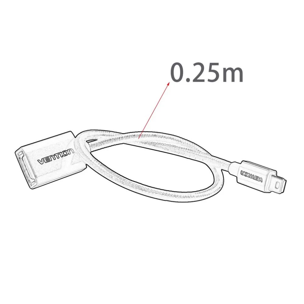 Vention супер высокая скорость передачи 0,25 м Мини USB2.0 OTG кабель OTG адаптер для камер U диск чтения карт MP4