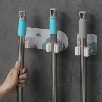 

Self-Adhesive Wall Mounted Mop Holder Hang Brush Broom Rack Kitchen Tool