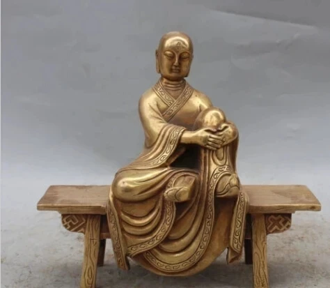 

RHS0080 8" Chinese Bronze Brass Ksitigarbha Boddhisattva Netherworld Leader Statue
