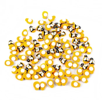 

100Pcs Home Decor Mini Bee Wooden Sponge Self-Adhesive Wall Stickers
