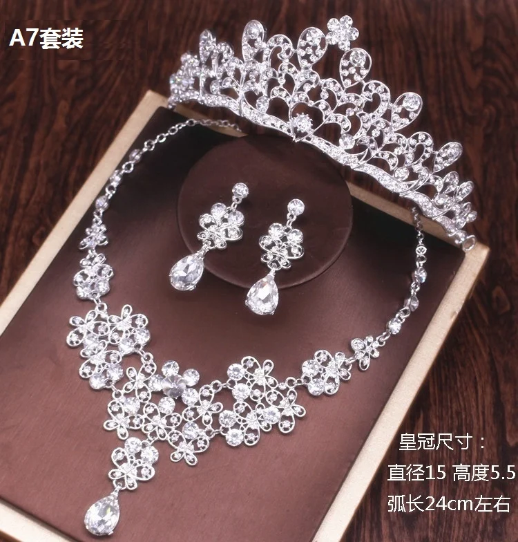 Wedding Bridal Pageant Prom Shiny Jewelry Set Rhinestone Tiara Necklace Earrings 