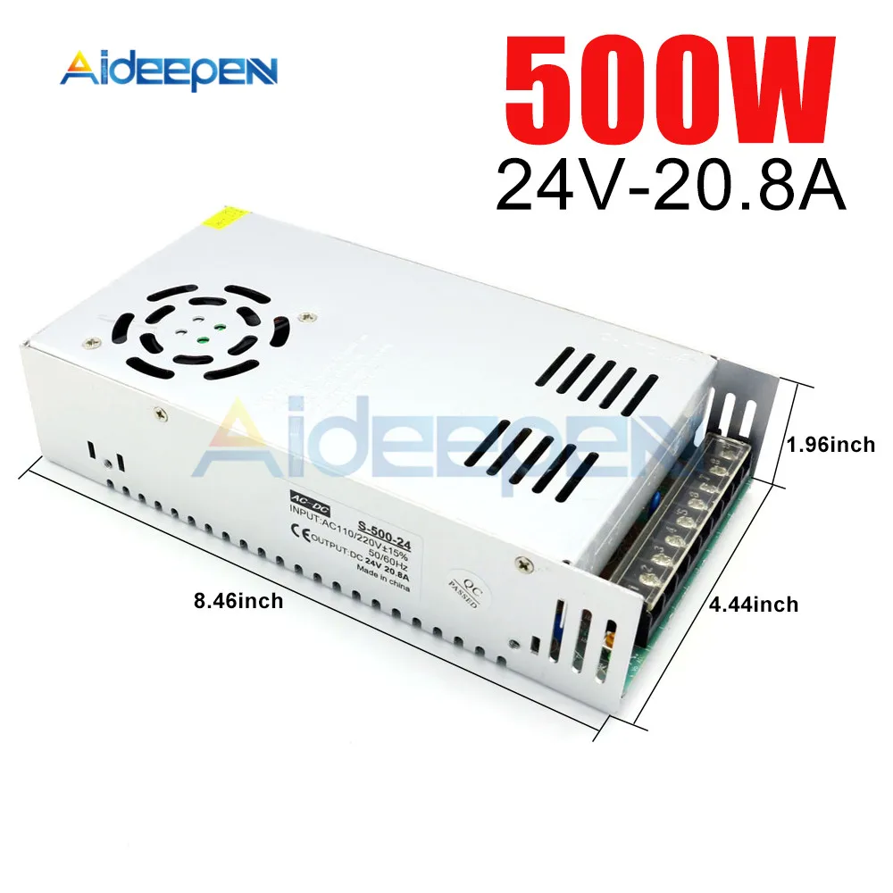 

DC 24V 20.8A 500W Switching Power Adapter 24V 20.8A 500 Watts Voltage Converter Regulated Switch Power Supply for LED