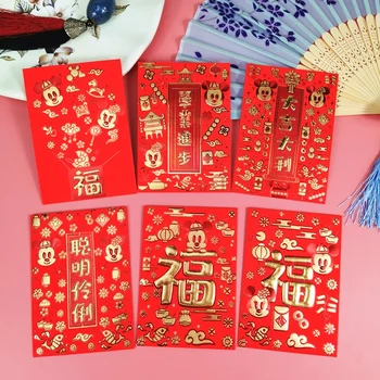

Chinese Style Mickey Minnie Red Packet 2020 Chinese New Year Red Envelope 6 Packs 36 Pcs