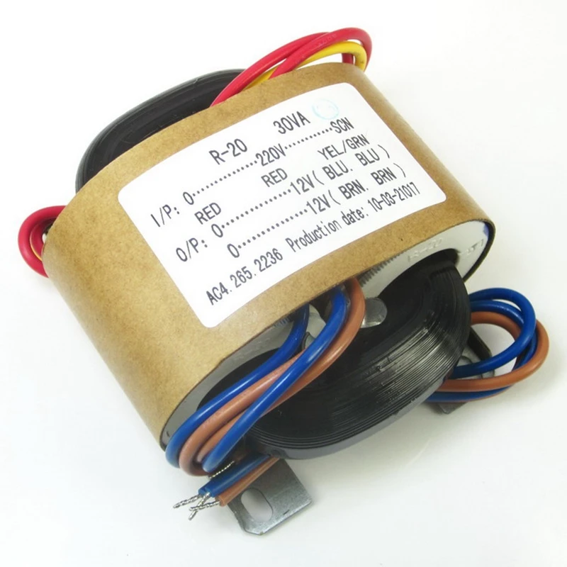 Transformador де corrente R типовой трансформатор напряжения 220V 30W 12V+ 12V R крупного рогатого скота и повышающий трансформатор медный провод transformador