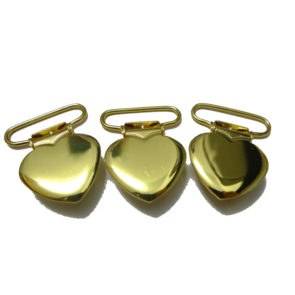 Зажимы на подтяжках в форме сердца золотого цвета 25 шт 1 'ཕ мм|suspender clips|heart suspender