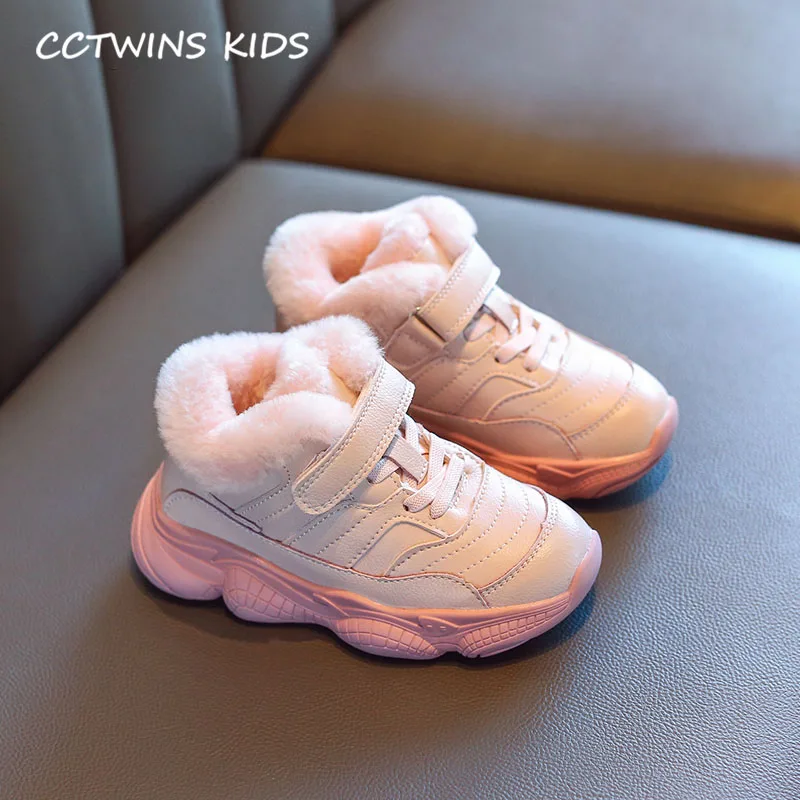 Thick Pink CCTWINS/детская обувь; коллекция года; зимняя модная теплая обувь для мальчиков; детские черные спортивные кроссовки для маленьких девочек; Брендовые повседневные кроссовки; FS3146 - Цвет: Thick Pink