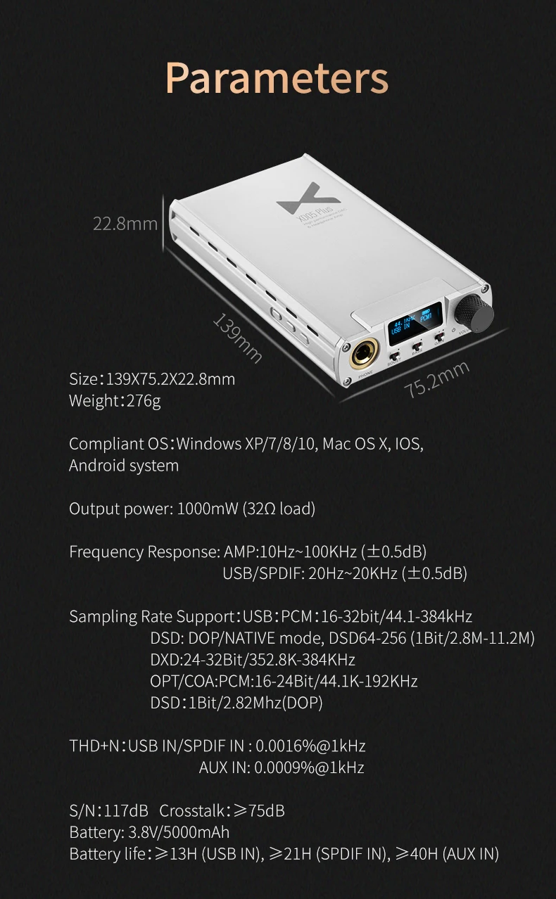 XDuoo XD-05 Plus HiFi портативный усилитель для наушников Bluetooth 32 бит/384 кГц DSD256 USB DAC Настольный 1000 мВт выходная мощность