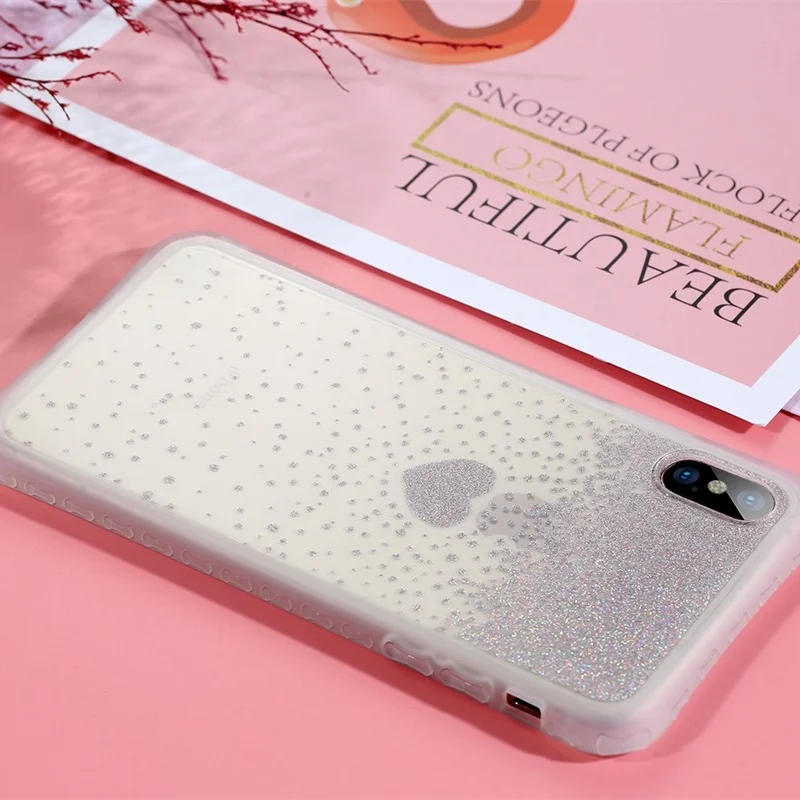 LISCN чехол для телефона с милым сердечком для iPhone 6 6S Plus 7 8 Plus X XS XR Xs Max 11 Pro Max Блестящий Прозрачный Роскошный чехол для телефона - Цвет: Black