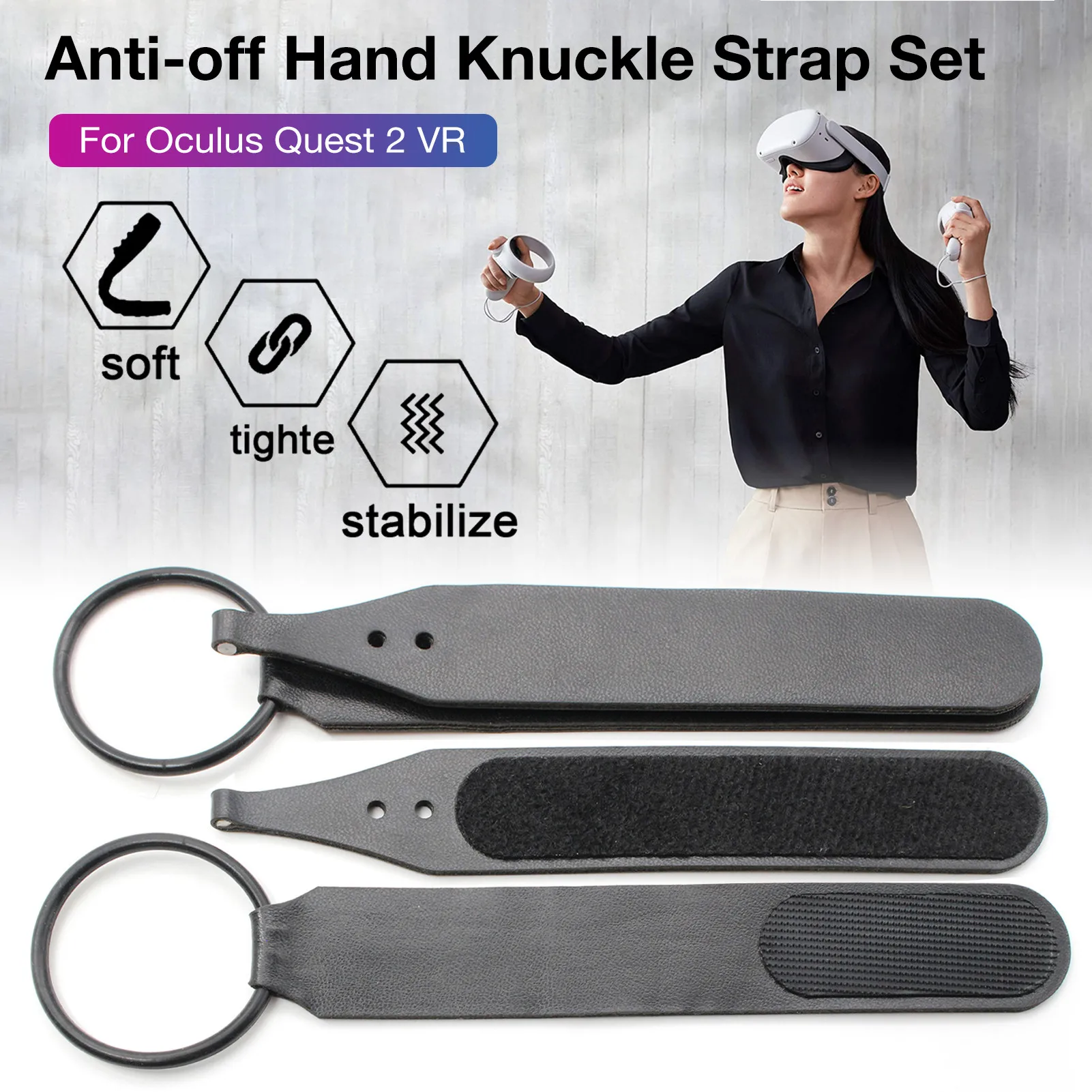 Precio bajo Conjunto de correa para nudillos de mano, cubierta protectora antideslizante para Oculus Quest 2 VR, control de auriculares táctiles, 1 par, envío directo Erb1eQWrwna
