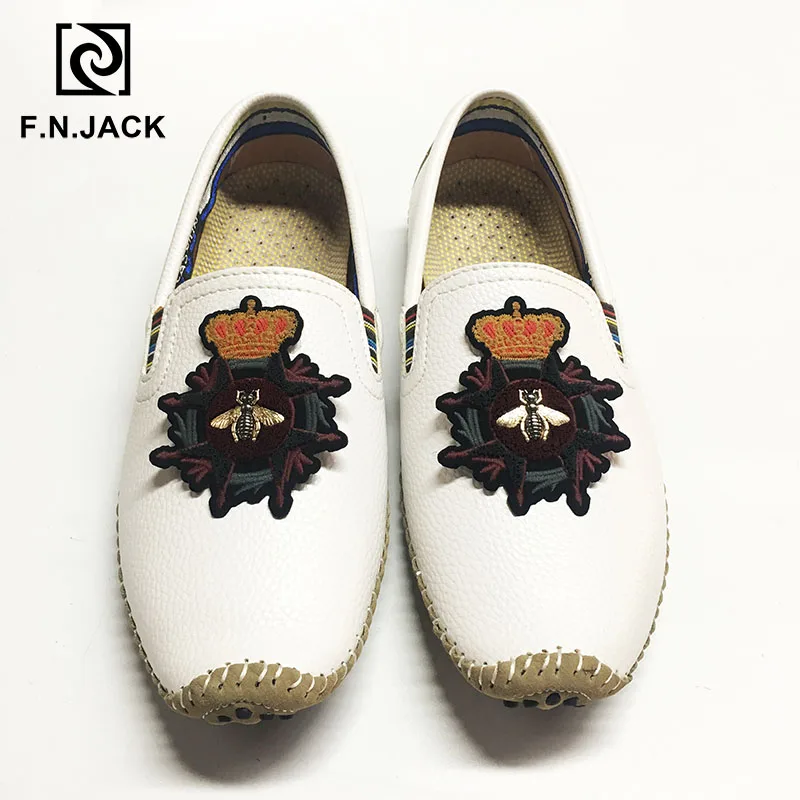 F. N. JACK/мужские лоферы, белая Повседневная резиновая мужская обувь, модная кожаная обувь для вождения и пешего туризма, большие размеры 46, 47, 48 - Цвет: 012