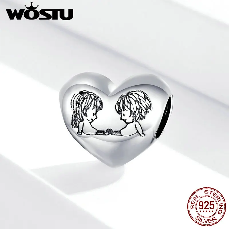 WOSTU Детские Бусы 2020 Новые бусины из серебра с сердечками для самостоятельного