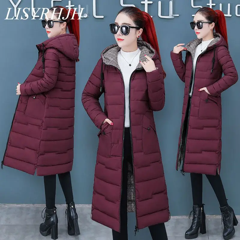 Зимняя женская куртка, пальто, хлопковая стеганая куртка, длинные утепленные женские парки с капюшоном, большие размеры chaqueta mujer
