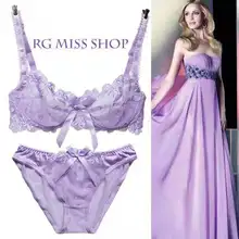 

Hot Lace Bra Set Embroidery Bra Ultra Thin Transparent Large Size Gathered Underwear Set Underwear 2-piece Set