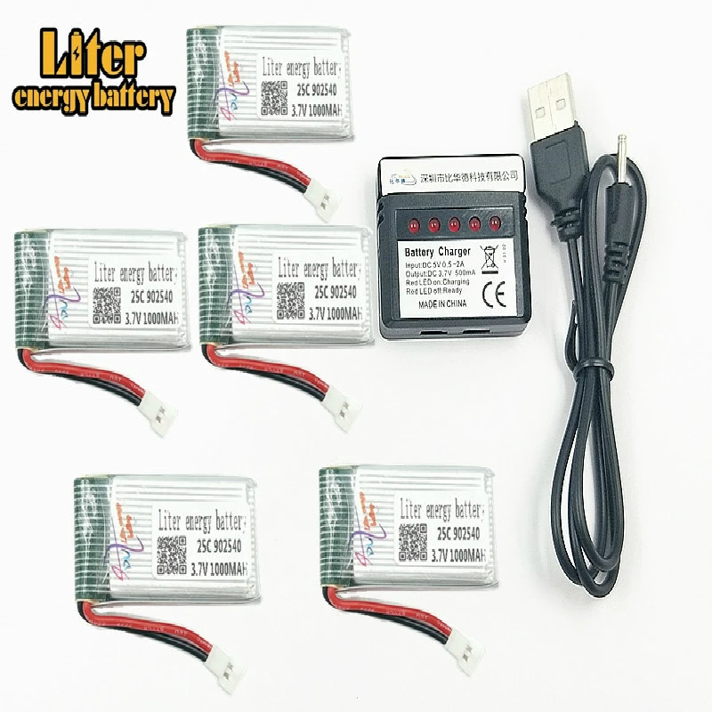 1000mAh 3,7 V 902540 25c LiPo батарея+ USB зарядное устройство для SYMA X5C X5 X5SW x5hw x5hc RC Дрон Квадрокоптер запасные части батареи