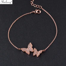 SINLEERY мода крошечные Кристалл цепь с плетением «бабочка» браслет для женщин ювелирные изделия серебро/розовое золото цвет Sl386 SSB