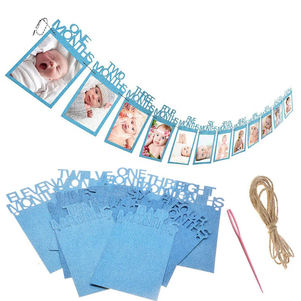 blue 1st Baby Shower со сверкающими золотистыми баннер это для девочек и мальчиков овсянка 12 месяцы фоторамка гирлянда День рождения украшения для ребенка - Цвет: blue
