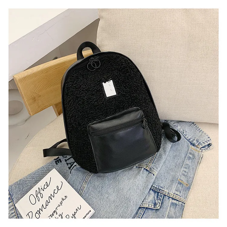 

2125 Plush Backpack Small School Bag Travel Bag Women's Korean-style Casual Shoulder Bag-
