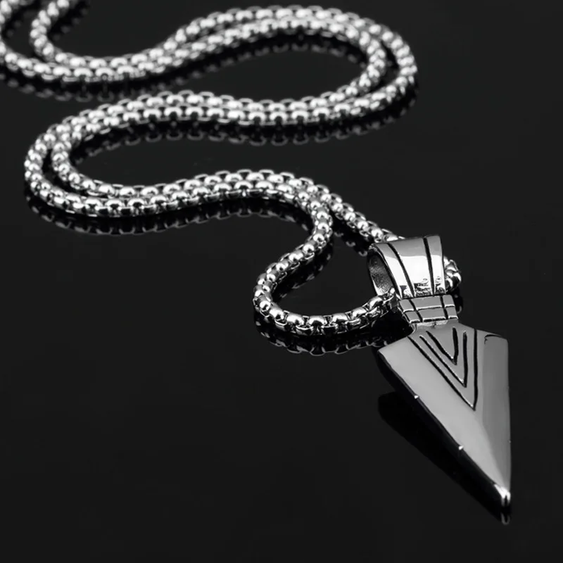 Stainless Steel Spearhead Pendant Necklace Men Trendy Vintage Weapon Arrow Boys Punk Jewelry Fashion Accessories | Украшения и