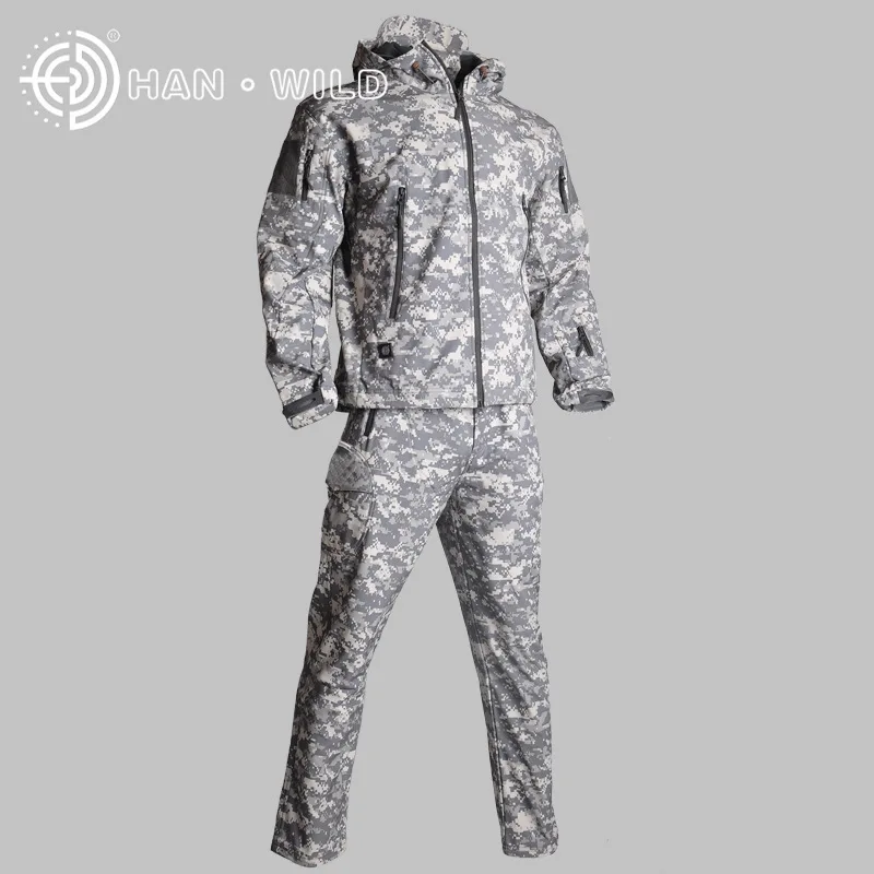 ACU Тактическая одежда для плавания “мокрого” типа Softshell куртка TAD+ штаны Для мужчин камуфляжная охотничья одежда, одежда для мальчиков в стиле военной формы, Пеший Туризм Водонепроницаемый костюмы с капюшоном - Цвет: ACU