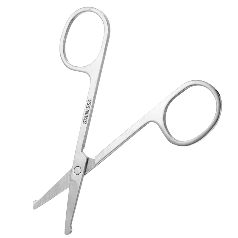 Mayitr 100% New 1pc 3.5" Stainless Steel  Mini Portable Curved Mustache Nose Ear Hair Remover Scissor Trimmer Safety Tips