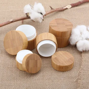 

Wear Resistant Refillable Bottle Round Natural Bamboo Container Travel Empty Eco-friendly Pot Facial Cream Jar Box Cosmetic Mask