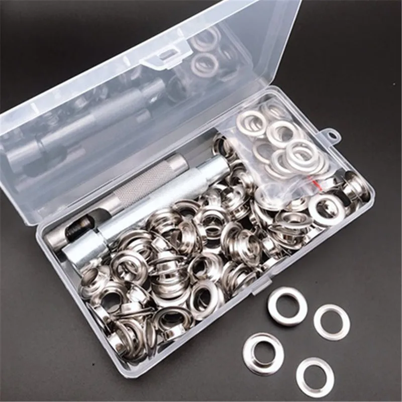 Meetee 1set(100pcs) 12mm Metal Eyelet Buckle O Ring Clip Hook Clasp DIY Bag Chain Strap Belt Hardware Leather Crafts Accessories