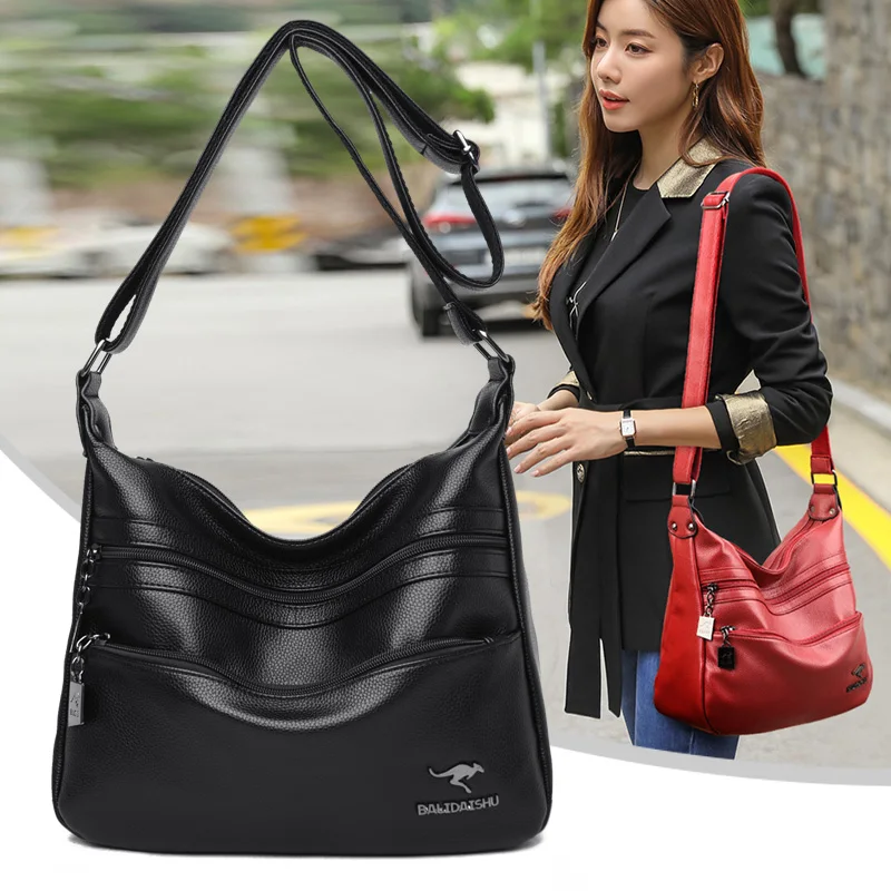 Retro Women Handbag Ladies Crossbody Messenger Bags High Quality PU Leather Female Zipper Shoulder Bag