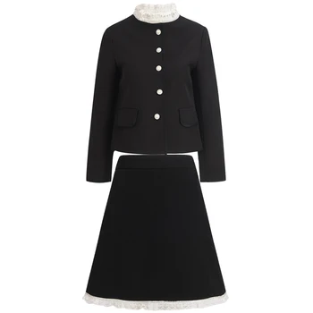 

HIGH STREET New Stylish 2020 Runway Suit Set Women's O-Neck puff sleeve blazer skirt Set