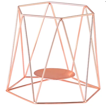 

Modern Metal Table Rose Gold Storage Basket Nordic Scandinavian Candle Storage Shelf Sundries Organizer Wedding Decor-L
