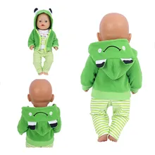 

2021 New Baby New Born Fit 18 inch 43cm Doll Clothes Accessories Panda Frog Owl Hat One-piece Suit For Baby Birthday Gift