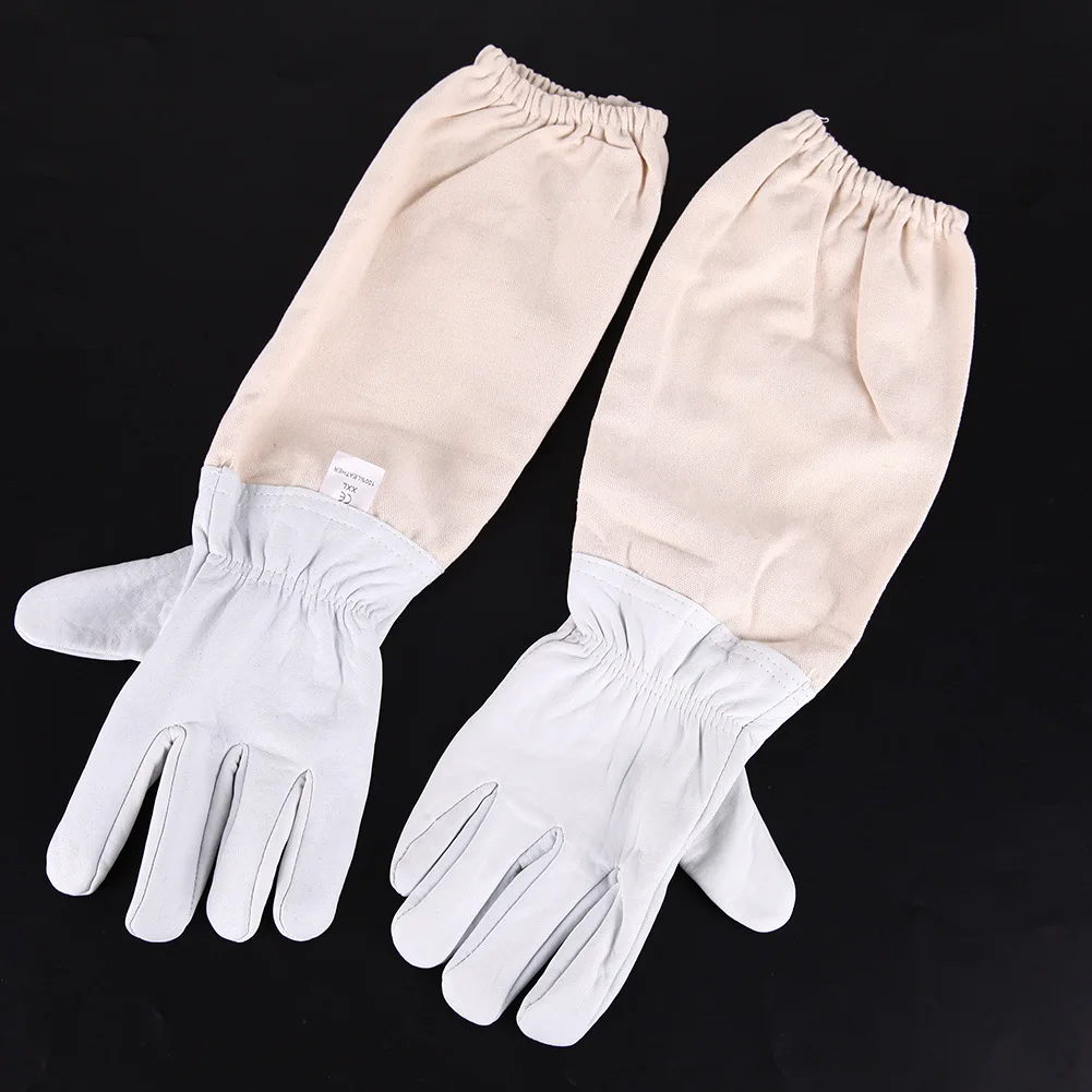 1 pair Beekeeping Gloves Sheepskin + Breathable Material Bee Tools Universal Model Canvas Gloves