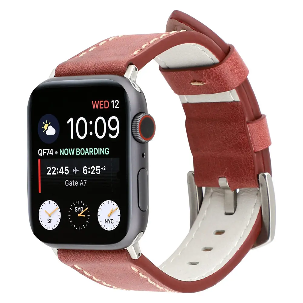 Ремешок для наручных часов Apple Watch, версии натуральная кожаный ремешок 42 мм, 38 мм, ремешок для наручных часов iWatch, Версия 44 мм 40 мм 5/4/3/2/1 браслет ремень