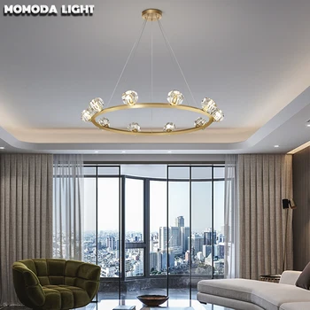 

Post-modern Circle Crystal Chandelier Lightings Luxury Hanging Lights for Dining Room Bedroom Foyer Art Decor Lampes Suspendues