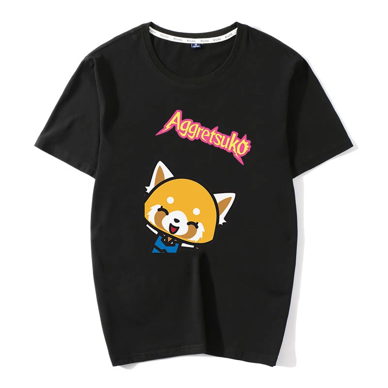 Death Metal Aggretsuko aggression Retsuko, футболки из хлопка, Мужская одежда, футболки с коротким рукавом, футболки большого размера с рисунком